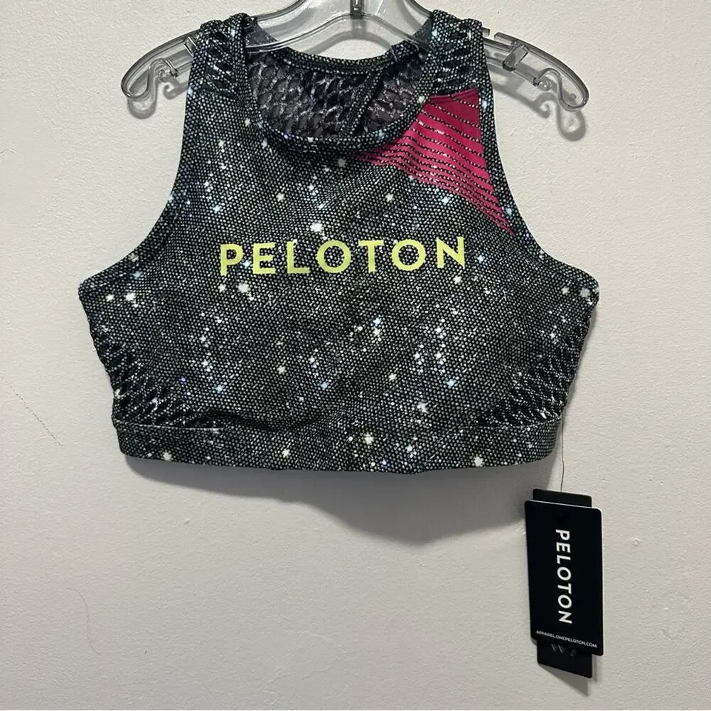 nwt Peloton High Neck Sports Bra size S 2.0 Holy Green Girls Night Out Sparkle